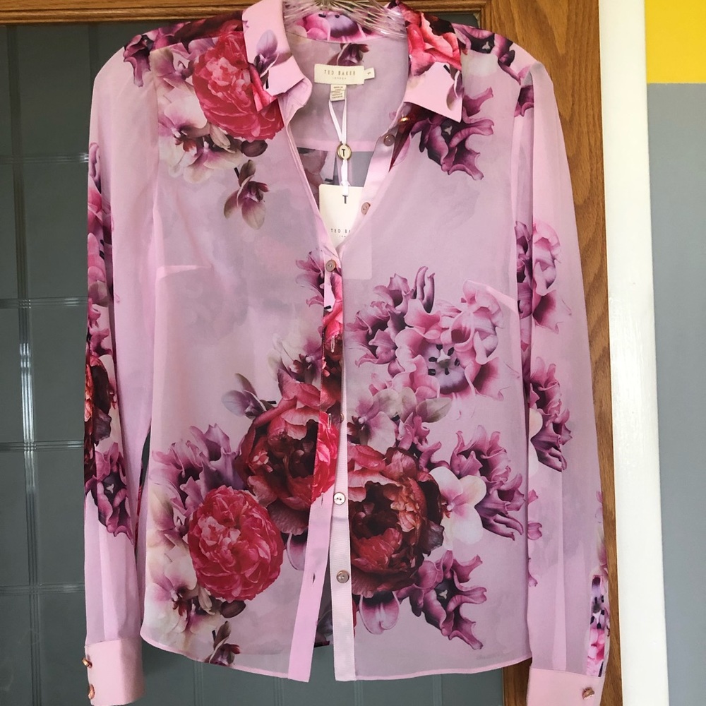Ted Baker sheer button down blouse